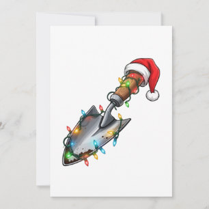 Gardening Shovel Wrapped in Christmas Lights Thank You Card