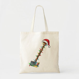 Gardening Shovel Wrapped in Christmas Lights Tote Bag