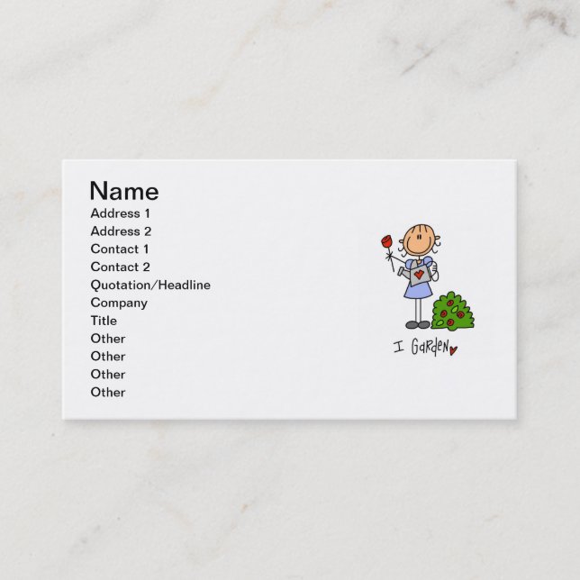 Gardening Stick Figure Business Card (Front)
