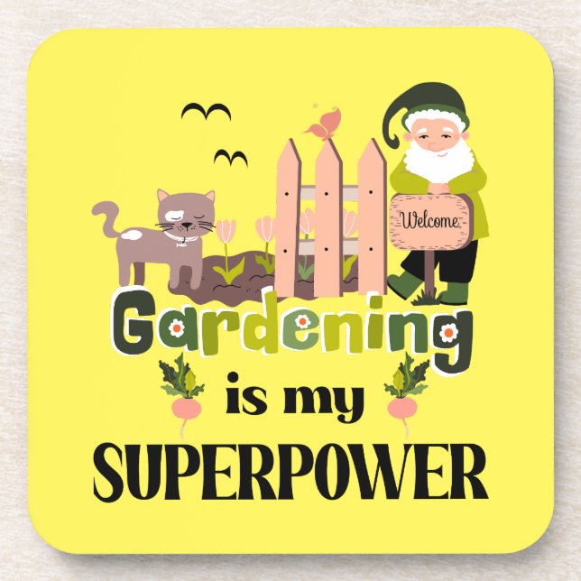 Gardening Superpower, Cute Gardener  Coaster (Front)