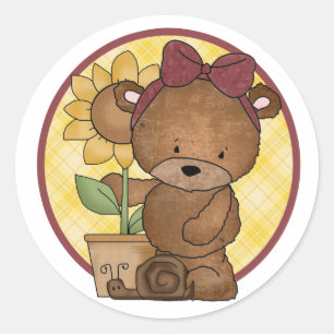 Gardening Teddy Bear v4 Classic Round Sticker
