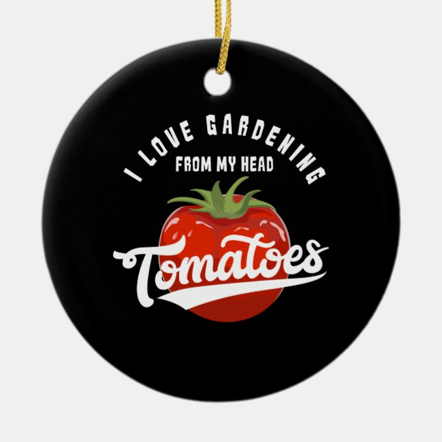Gardening Tomatoes Ceramic Ornament (Front)