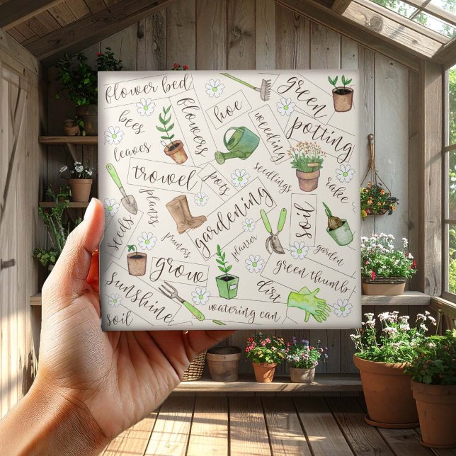 Gardening Tools and Text ID753 Ceramic Tile (Creator Uploaded)