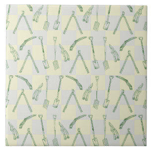 Gardening tools Pattern Ceramic Tile