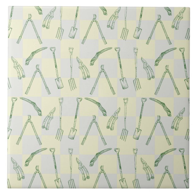 Gardening tools Pattern Ceramic Tile (Front)
