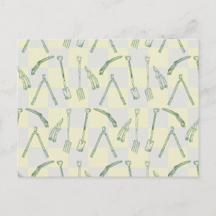 Gardening tools Pattern Postcard