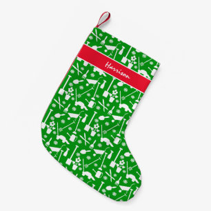 Gardening Tools Pattern Red Green And White Small Christmas Stocking