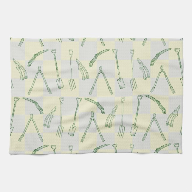Gardening tools Pattern Tea Towel (Horizontal)