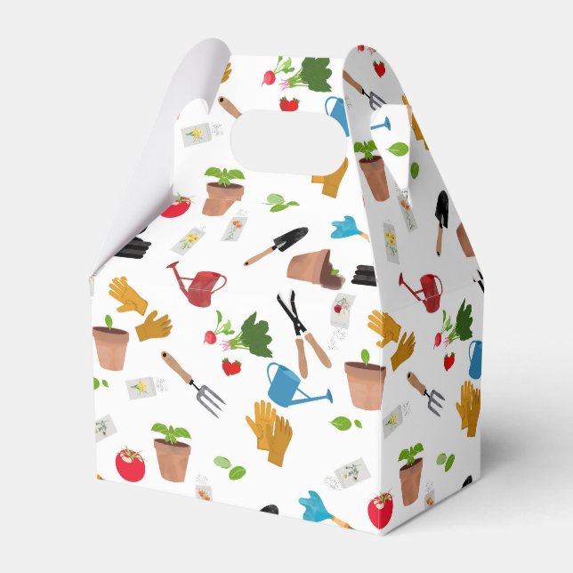 Gardening Tools Plants Gardener Nursery Pattern Favour Box (Front Side)