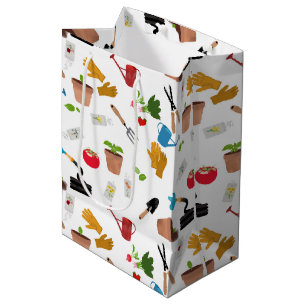 Gardening Tools Plants Gardener Nursery Pattern Medium Gift Bag