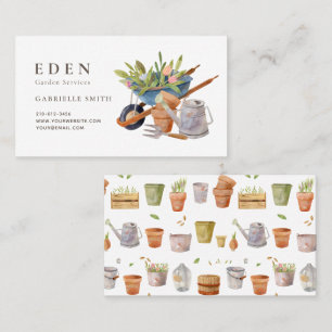 Gardening Tools Watercolor Business Card