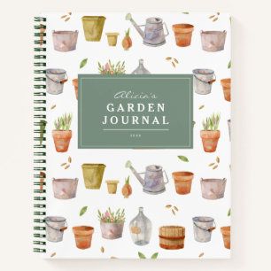 Gardening Tools Watercolor Garden Journal Notebook