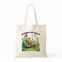 Gardening tote bag - Gardening is my therapy
