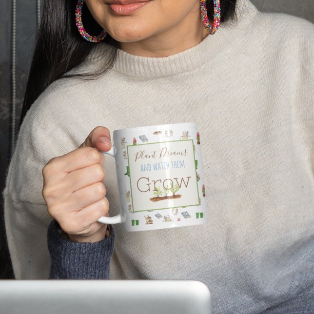 Gardening Whimsical Watercolor Personalised Coffee Mug (Creator Uploaded)