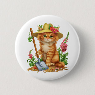 Gardening with Cats 6 Cm Round Badge