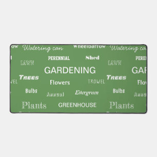 Gardening Words Pattern Green Modern Garden Themed Desk Mat
