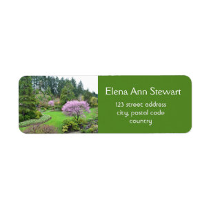 Gardens in spring, beautiful nature return address label
