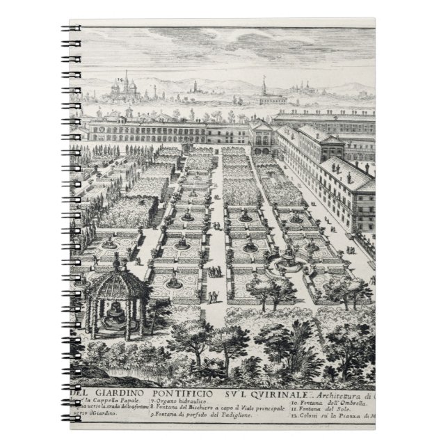 Gardens of the Quirinale, from 'Li Giardini di Rom Notebook (Front)
