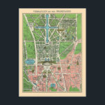 Gardens of Versailles, Restored Vintage 1920 Postcard<br><div class="desc">Versailles et Ses Promenades. Leconte,  Paris,  1920.

A beautiful colour antique tourist map with a view of Versailles and images of buildings,  fountains,  and statues. Also visible are gardens and the palace,  as well as the statue of Louis XIV.

Digitally restored to repair creases and stains. Colour enhanced.</div>