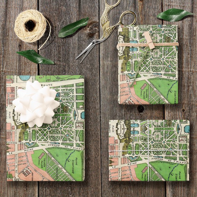 Gardens of Versailles, Restored Vintage 1920 Wrapping Paper Sheet (Creator Uploaded)