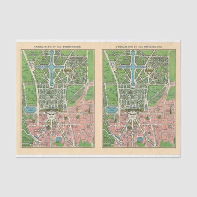 Gardens of Versailles, Restored Vintage Decoupage Tissue Paper (Front)