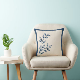 Gardens Syracuse Minimalist Blue Leaf Cushion