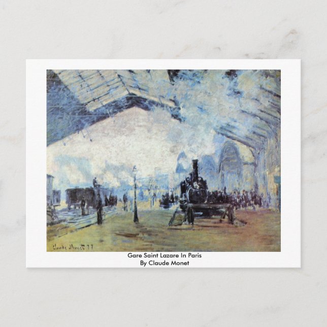 Gare Saint Lazare In Paris By Claude Monet Postcard (Front)