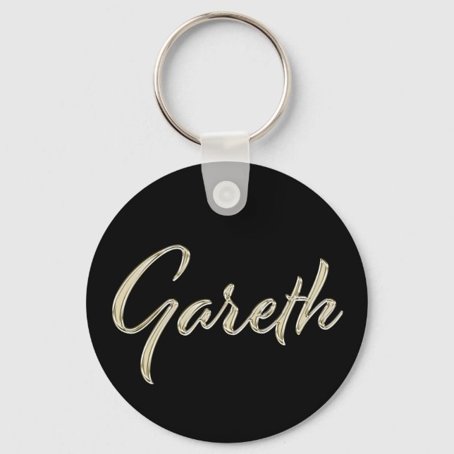 Gareth Name whitegold Button Schlüsselanhänger Key Ring (Front)