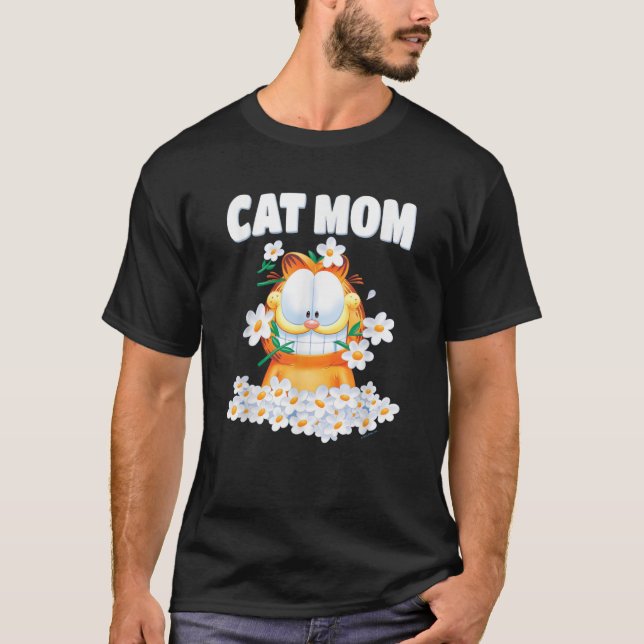 Garfield Cat Mum Flowers  T-Shirt (Front)