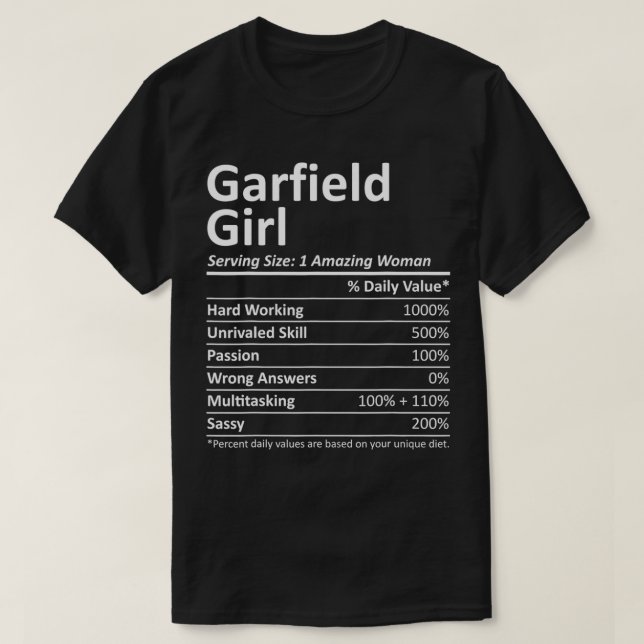 GARFIELD GIRL NJ NEW JERSEY Funny City Home Roots  T-Shirt (Design Front)