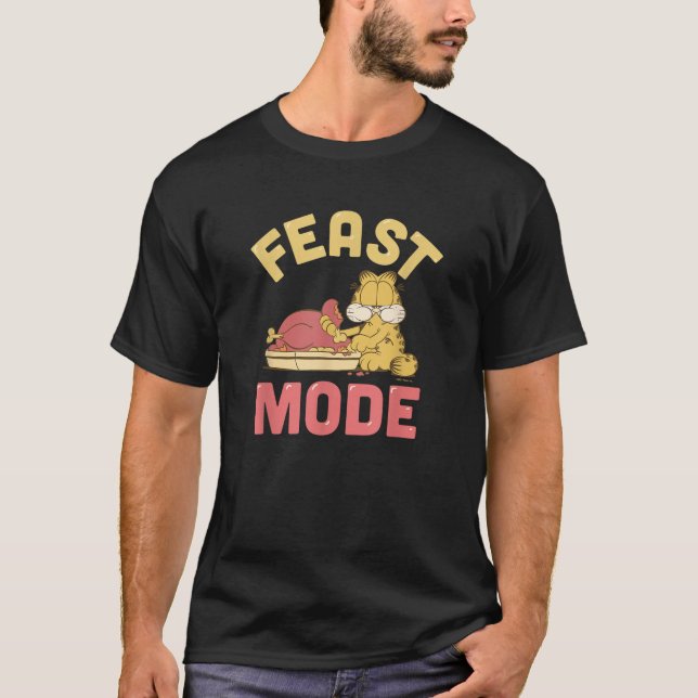Garfield Thanksgiving Turkey Feast Mode  T-Shirt (Front)