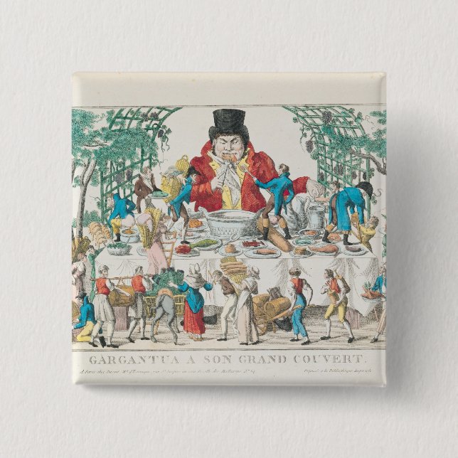 Gargantua at his Table 15 Cm Square Badge (Front)