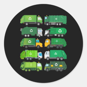 Garge Truck Recycling Day Trash Waste Separation B Classic Round Sticker