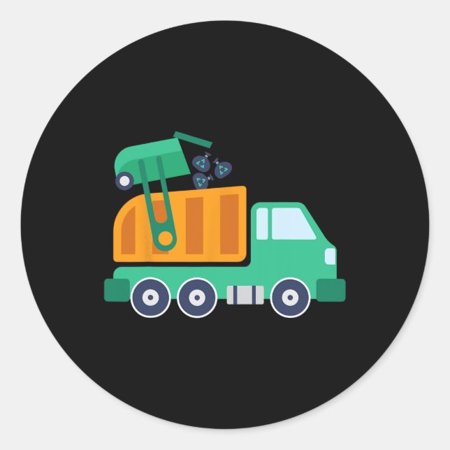 Garge Truck Waste Recycle Trash Collector Earth Da Classic Round Sticker (Front)