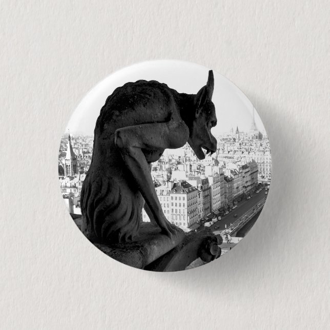 Gargoyle Gothic Button Pin (Front)