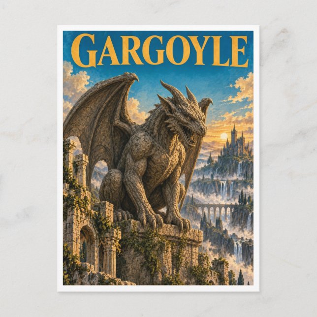 Gargoyle, Gothic Fantasy Monster Postcard (Front)