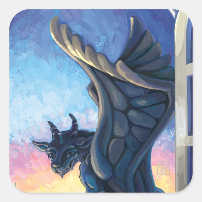 Gargoyle Guardian Square Sticker (Front)