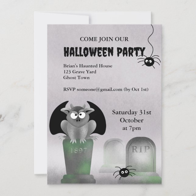 Gargoyle Halloween Party Invitation (Front)