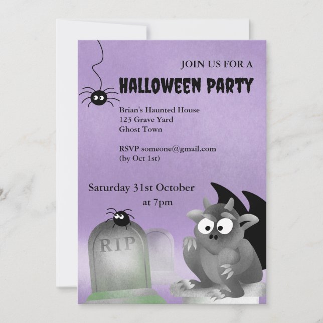 Gargoyle Halloween Party Invitation (Front)