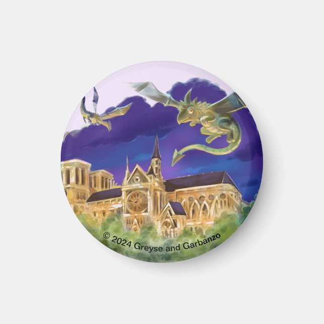 Gargoyle Notre Dame - Paris Circle Magnet (Front)