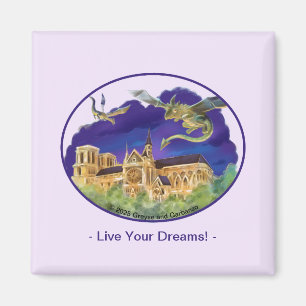 Gargoyle Notre Dame -Paris Dreams Square Magnet 2"