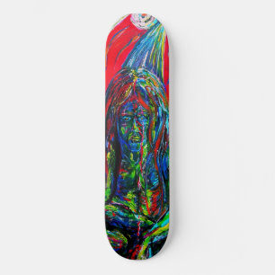 Gargoyle Sci Fi Winged Creature Oil Paint Skateboard