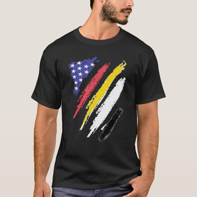 Garifuna American Patriot Grown Heart Flag Stripes T-Shirt (Front)