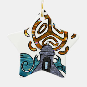 garita del diablo y Sol Taino Ceramic Ornament