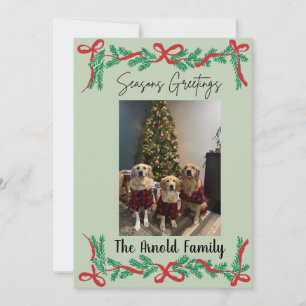 Garland and Bows Seasons Greetings Card