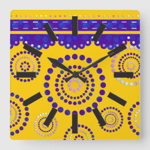 Garland ARTdeco violet blue + your backgr. colour Square Wall Clock