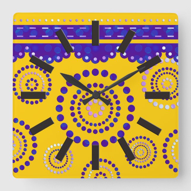 Garland ARTdeco violet blue + your backgr. colour Square Wall Clock (Front)