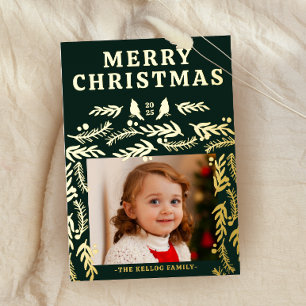 Garland Border Botanical 2025 Christmas Foil Holiday Card