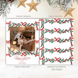 Garland Bows Red Festival Card