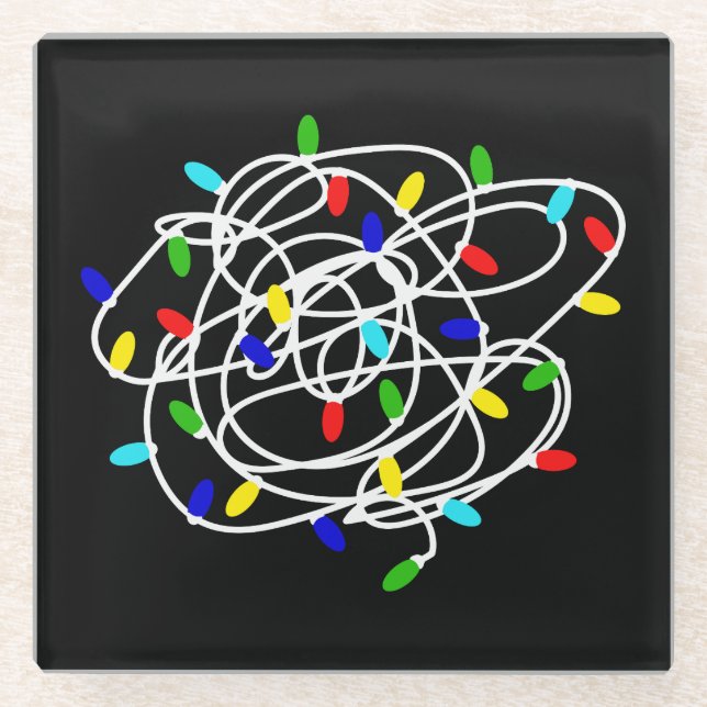 Garland Christmas Lights-87870 Glass Coaster (Front)